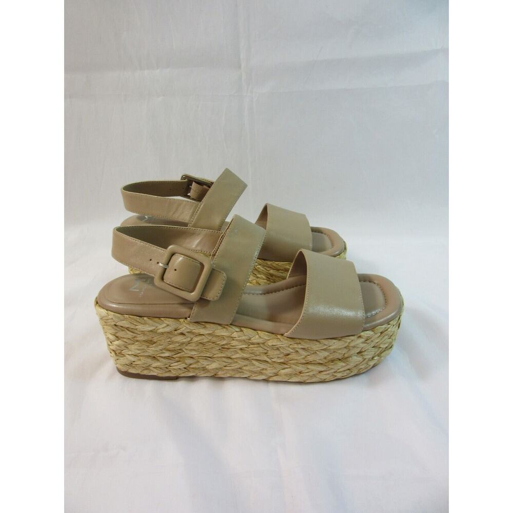 MARC FISHER Tan Patryce Espadrille Wedge Size 10 Buttery Soft Leather Sandals